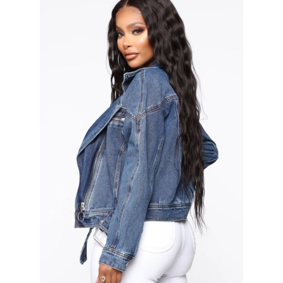 Malika Moto Denim Jacket - Dark Wash NWT | Women’s Sizes | 100% Cotton - Picture 2 of 6